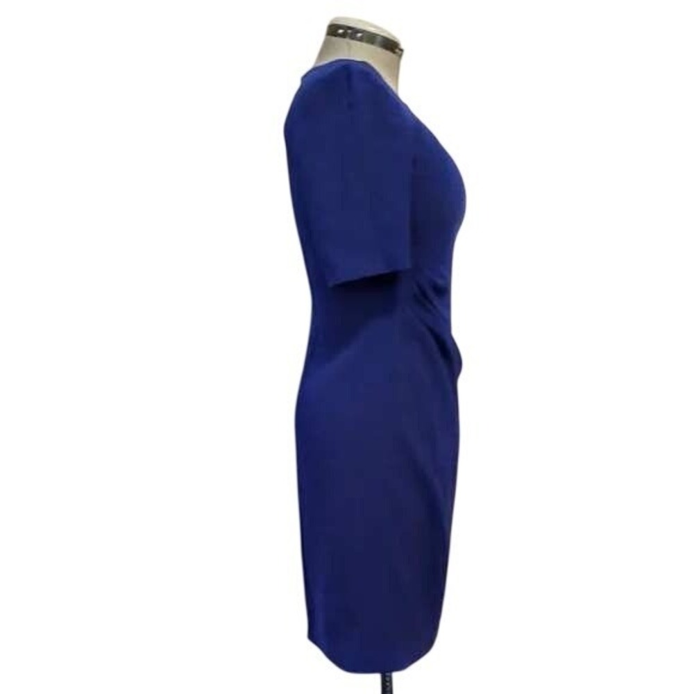 Elie Tahari Royal Blue Sheath Dress Asymmetrical Neck Career Work Cocktail‎ Sz 8 - Picture 3 of 16